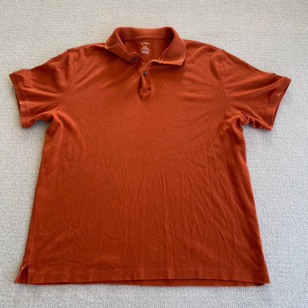 Van Heusen Mens Classic Fit Polo Shirt Burnt Orange 100% Cotton L Short Sleeve